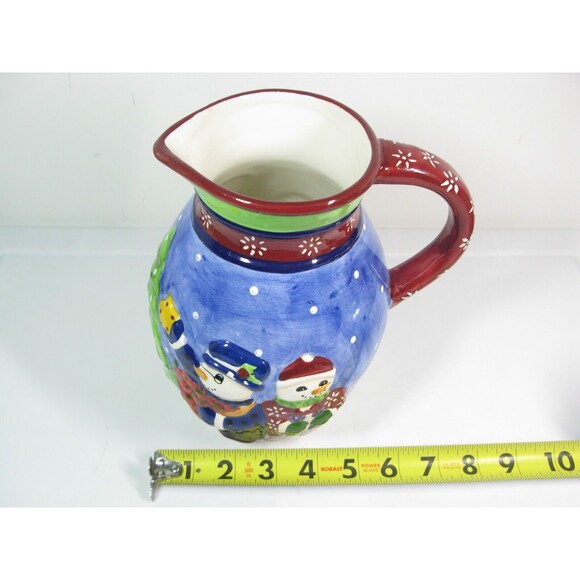 Vintage 1999 Block "Snow People" by Gear Pitcher Hand Painted Snowmen Christmas - Picture 7 of 7